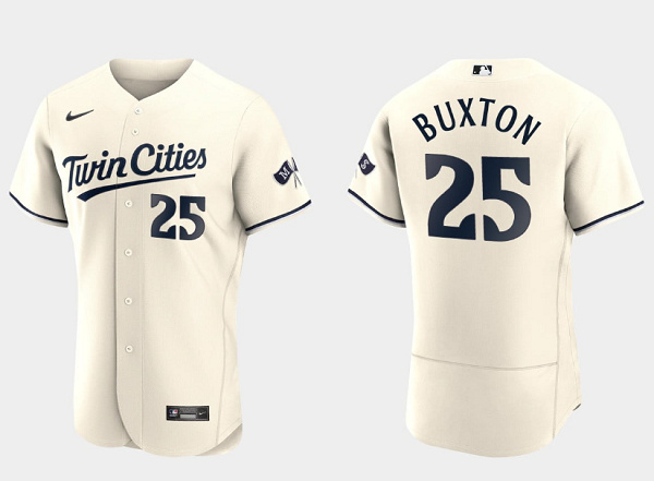 Personalized Men’s Minnesota Twins #25 Byron Buxton 2023 Cream Flex Base Stitched Jersey