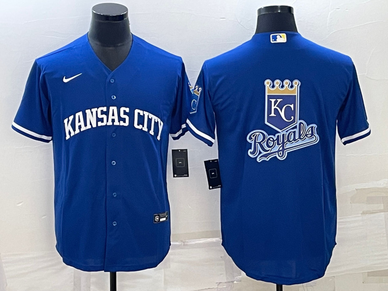 Personalized Men’s Kansas City Royals Royal Team Big Logo Cool Base Stitched Jersey