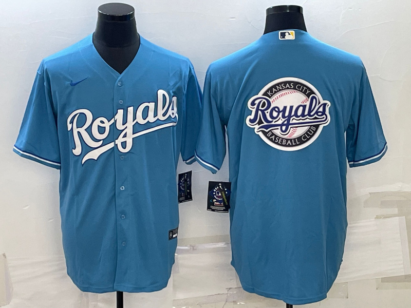 Personalized Men’s Kansas City Royals Light Blue Team Big Logo Cool Base Stitched Jersey