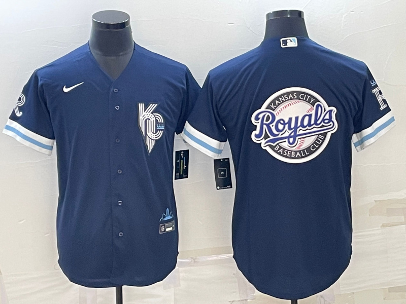Personalized Men’s Kansas City Royals Navy Team Big Logo City Connect Cool Base Stitched Jersey