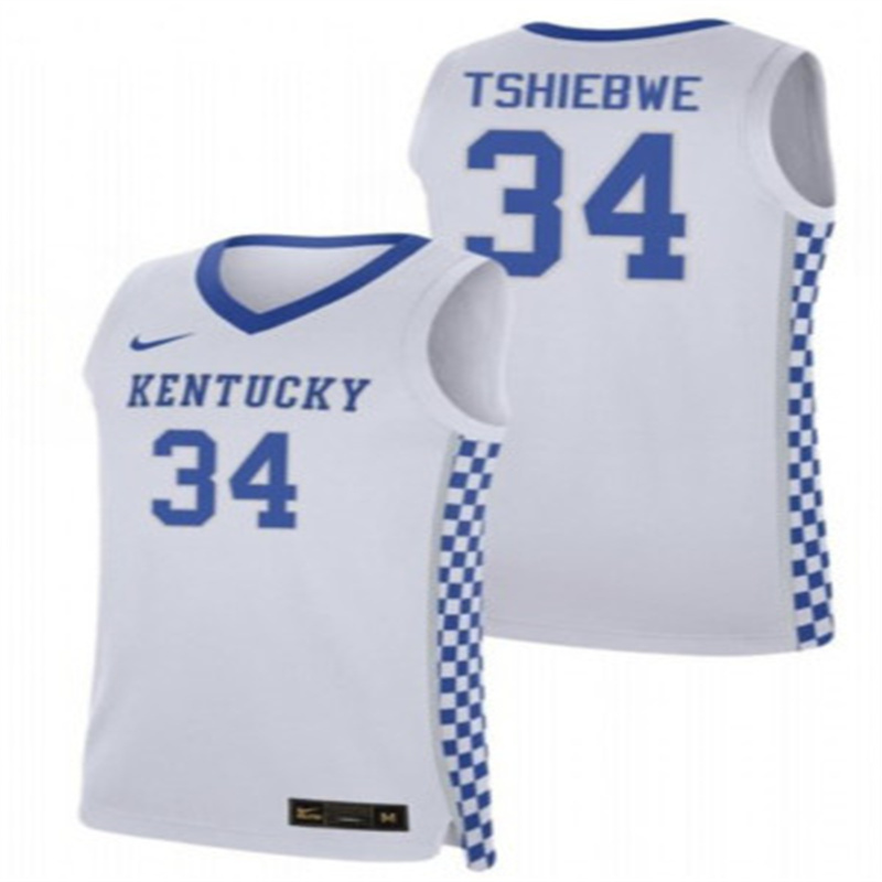 Personalized NCAA Kentucky Wildcat TSHIEBWE #34 Basketball White Jersey