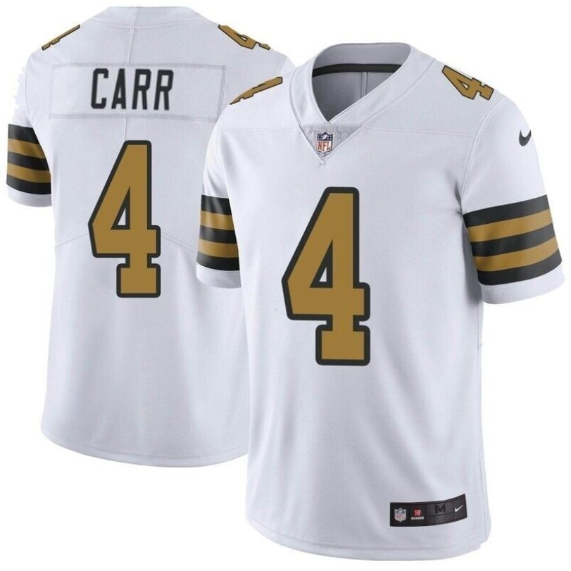 Personalized Men’s New Orleans Saints #4 Derek Carr White Color Rush Limited Stitched Jersey