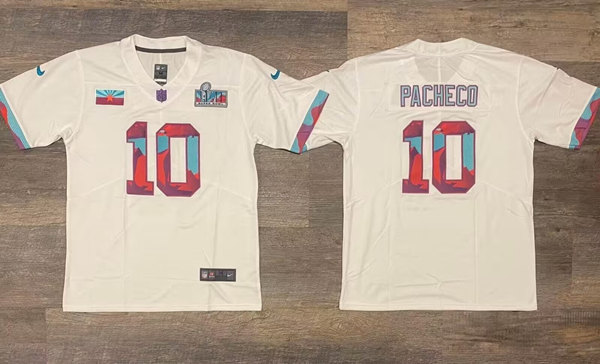 Personalized Men’s Kansas City Chiefs #10 Isiah Pacheco White Super Bowl LVII Patch Untouchable Limited Stitched Jersey