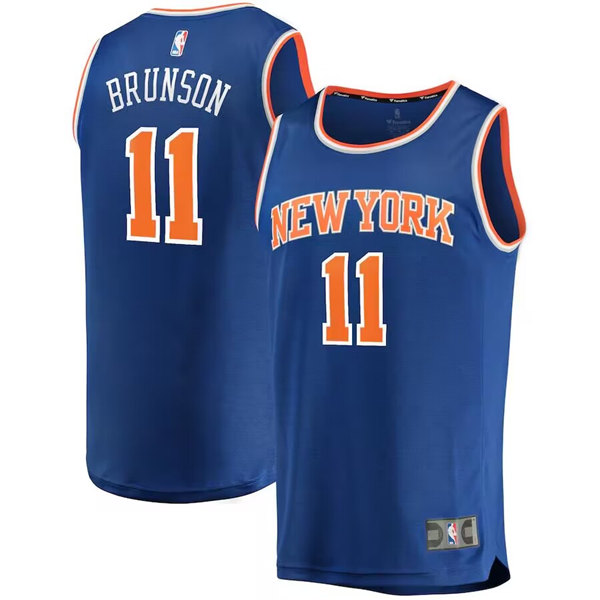 Personalized Men’s New Yok Knicks #11 Jalen Brunson Blue Icon Edition Stitched Basketball Jersey