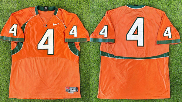 Personalized Men’s Miami Hurricanes ACTIVE PLAYER Orange Stitched Football Stitched Jersey
