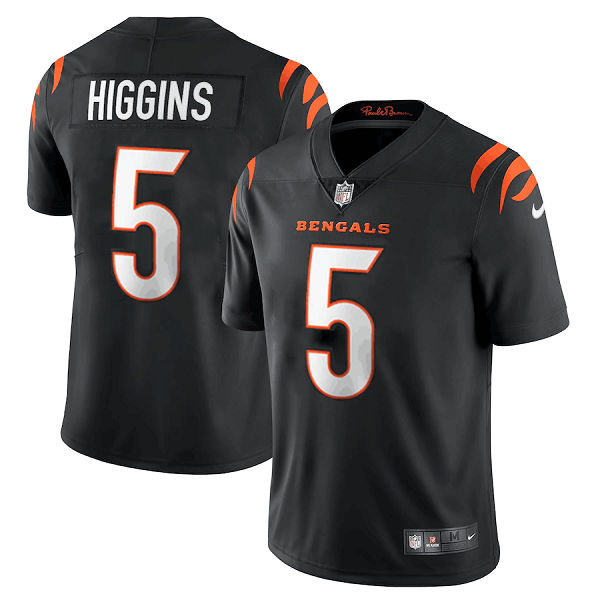 Personalized Men’s Cincinnati Bengals #5 Tee Higgins Black Untouchable Limited Stitched Jersey