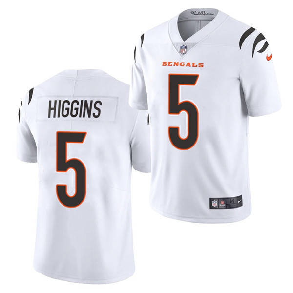 Personalized Men’s Cincinnati Bengals #5 Tee Higgins White Untouchable Limited Stitched Jersey