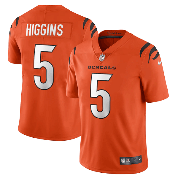 Personalized Men’s Cincinnati Bengals #5 Tee Higgins Orange Untouchable Limited Stitched Jersey