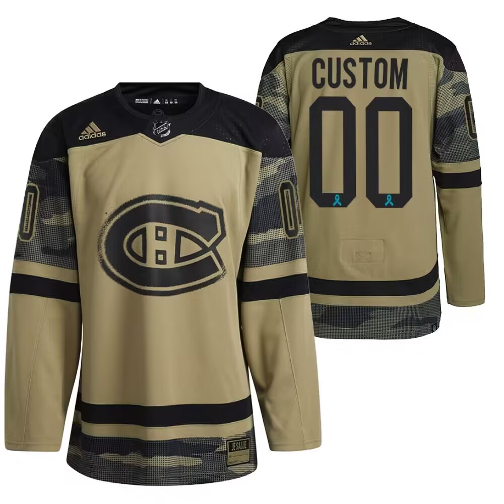 Personalized Men’s Montreal Canadiens Olive Salute To Service Stitched Jersey