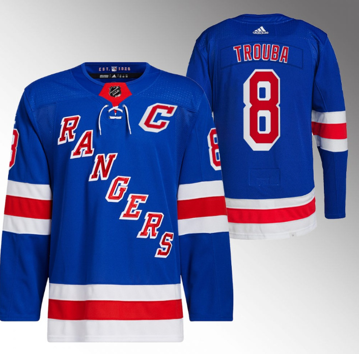 Personalized Men’s New York Rangers #8 Jacob Trouba Blue Stitched Jersey