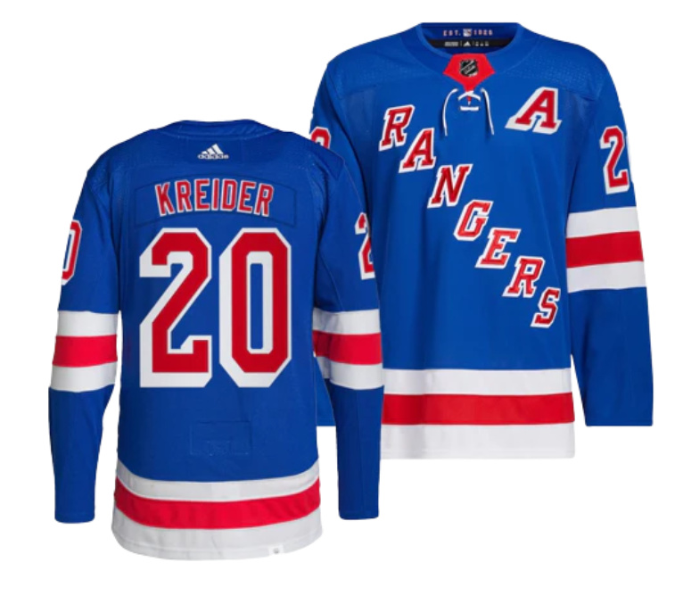 Personalized Men’s New York Rangers #20 Chris Kreider Blue Stitched Jersey