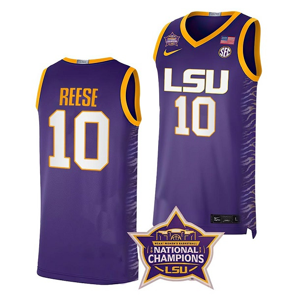 Personalized Men’s LSU Tigers #10 Angel Reese Purple Stitched Basketball Jersey