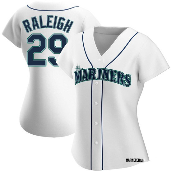 Personalized Women’s Seattle Mariners #29 Cal Raleigh white Authentic Alternate Jerseys