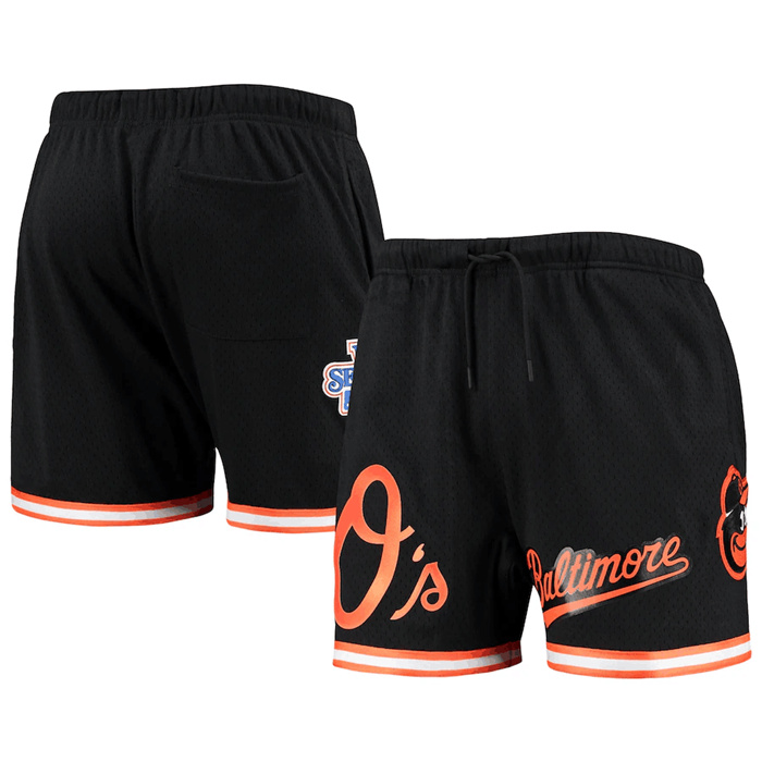 Personalized Men’s Baltimore Orioles Black Team Logo Mesh Shorts