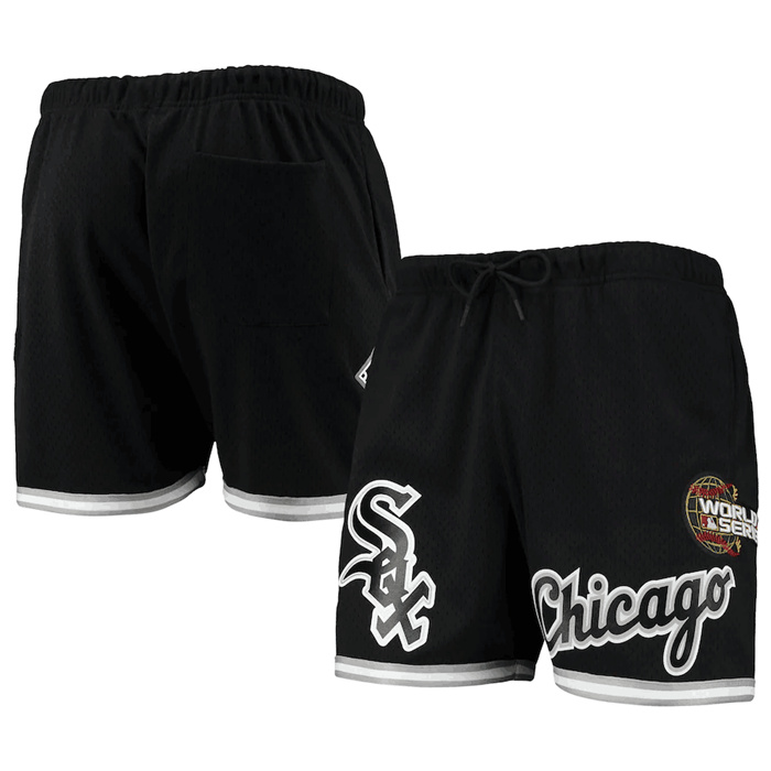 Personalized Men’s Chicago White Sox Black Team Logo Mesh Shorts