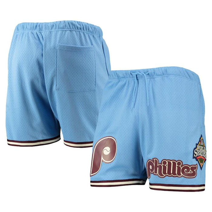 Personalized Men’s Philadelphia Phillies Light Blue Team Logo Mesh Shorts