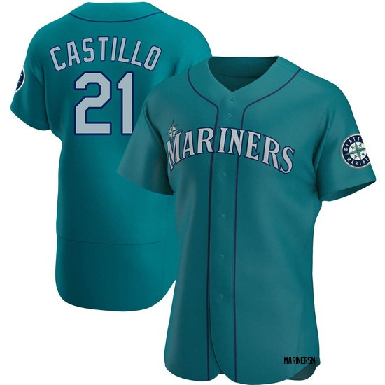 Personalized Men’s Seattle Mariners #21 Luis Castillo Authentic Aqua Alternate Jerseys