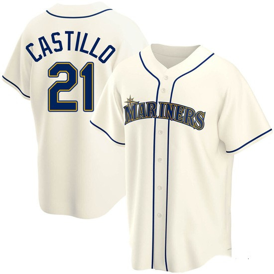 Personalized Men’s Seattle Mariners #21 Luis Castillo Authentic Cream Alternate Jerseys