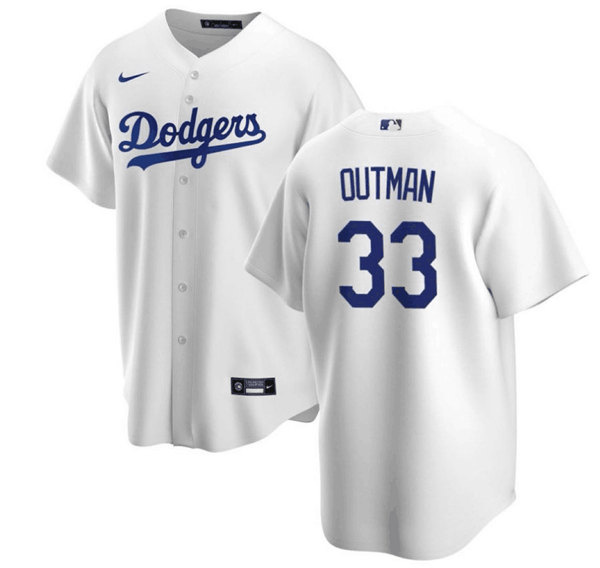 Personalized Men’s Los Angeles Dodgers #33 James Outman White Cool Base Stitched Baseball Jersey