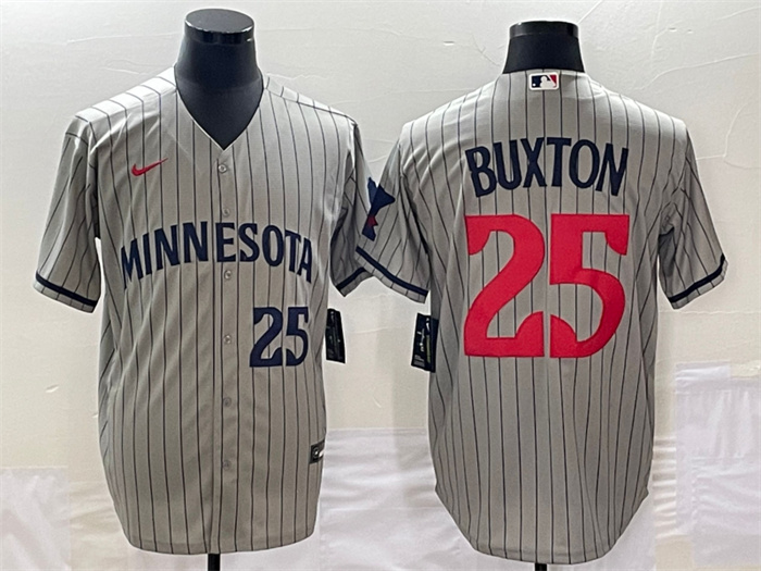 Personalized Men’s Minnesota Twins #25 Byron Buxton Grey Cool Base Stitched Jersey