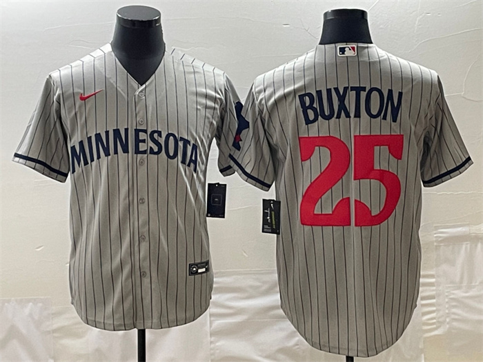Personalized Men’s Minnesota Twins #25 Byron Buxton Grey Cool Base Stitched Jerseys