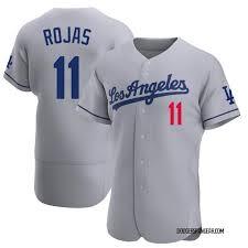 Personalized Men’s Los Angeles Dodgers #11 Miguel Rojas Flex Base Grey Stitched Baseball Jersey