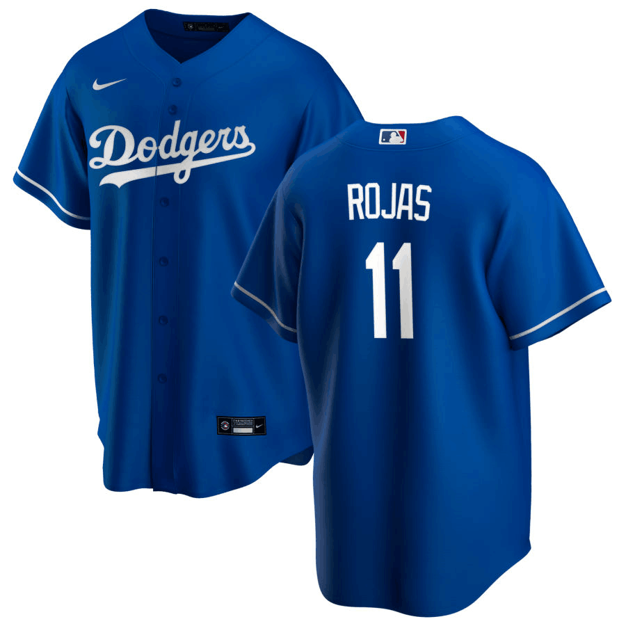 Personalized Men’s Los Angeles Dodgers #11 Miguel Rojas Vargas blue Cool Base Stitched Baseball Jersey