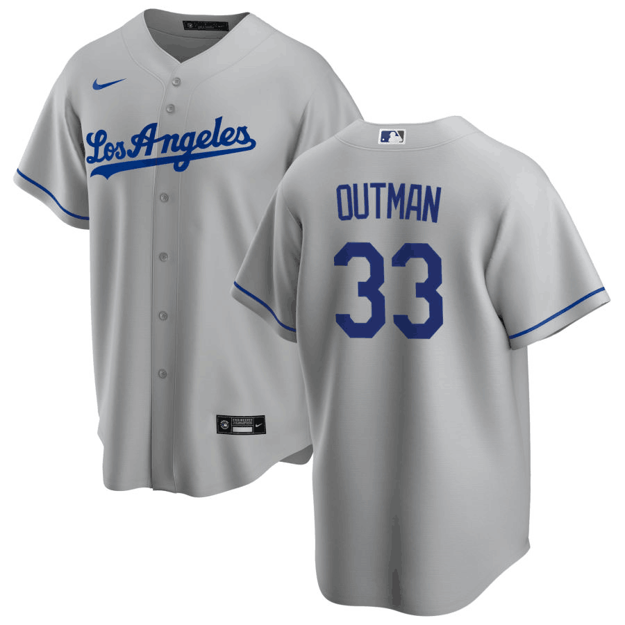 Personalized Men’s Los Angeles Dodgers #33 James Outman Vargas Grey Cool Base Stitched Baseball Jersey (1)
