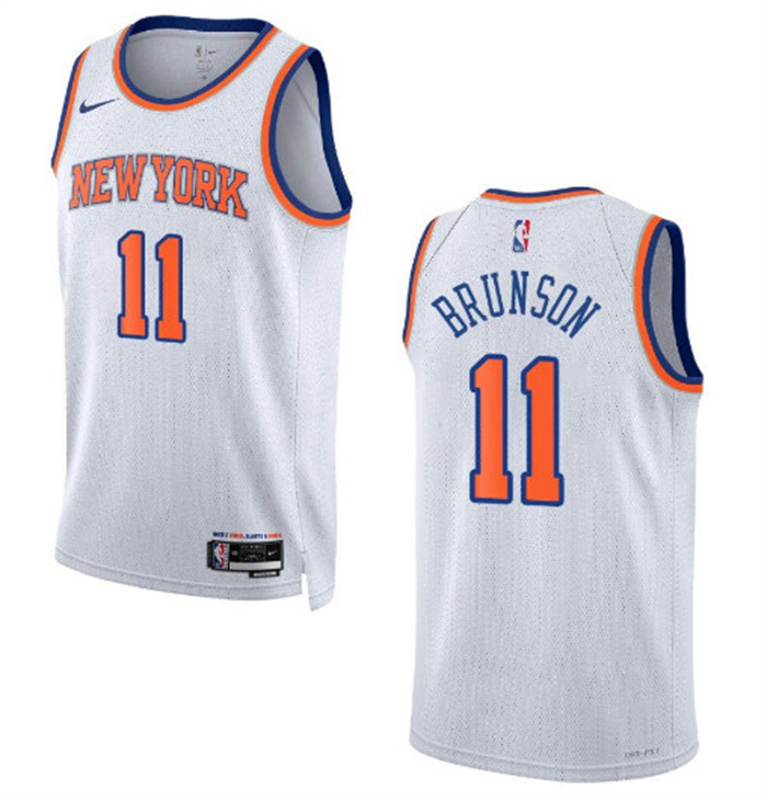 Personalized Men’s New Yok Knicks #11 Jalen Brunson White Stitched Basketball Jersey
