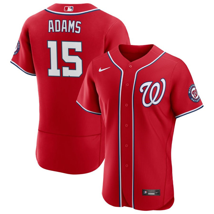 Personalized Men’s Washington Nationals #15 Riley Adams Red Flex Base Stitched MLB Jersey