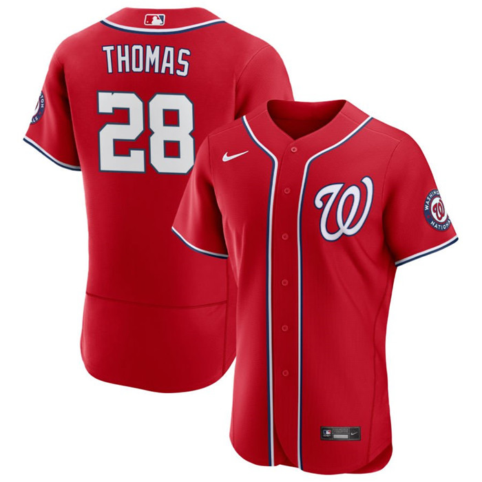 Personalized Men’s Washington Nationals #28 Lane Thomas Red Flex Base Stitched MLB Jersey