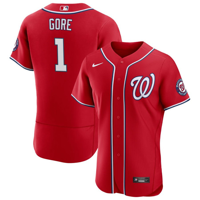 Personalized Men’s Washington Nationals #1 MacKenzie Gore Red Flex Base Stitched MLB Jersey