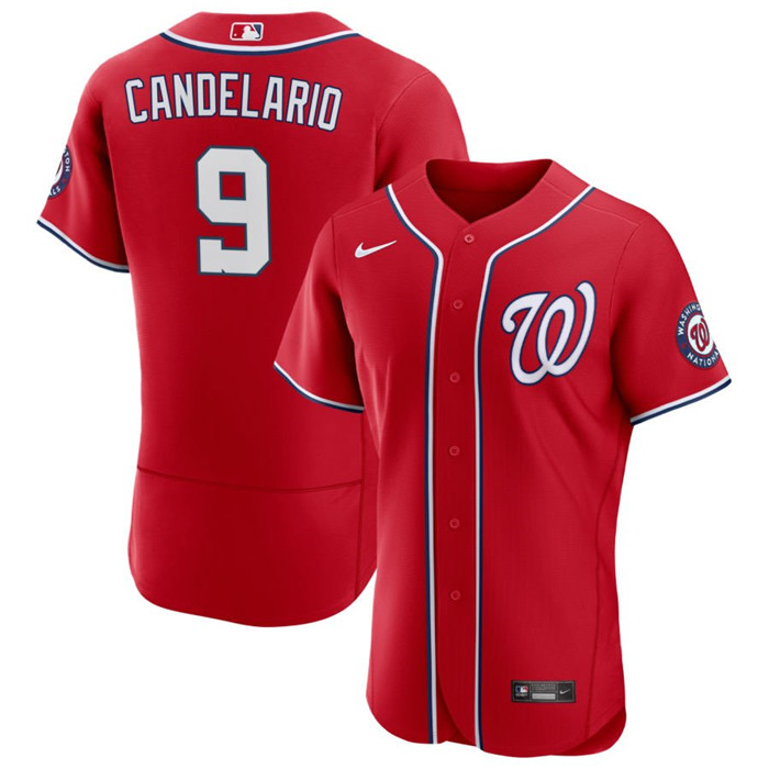 Personalized Men’s Washington Nationals #9 Jeimer Candelario Red Flex Base Stitched MLB Jersey