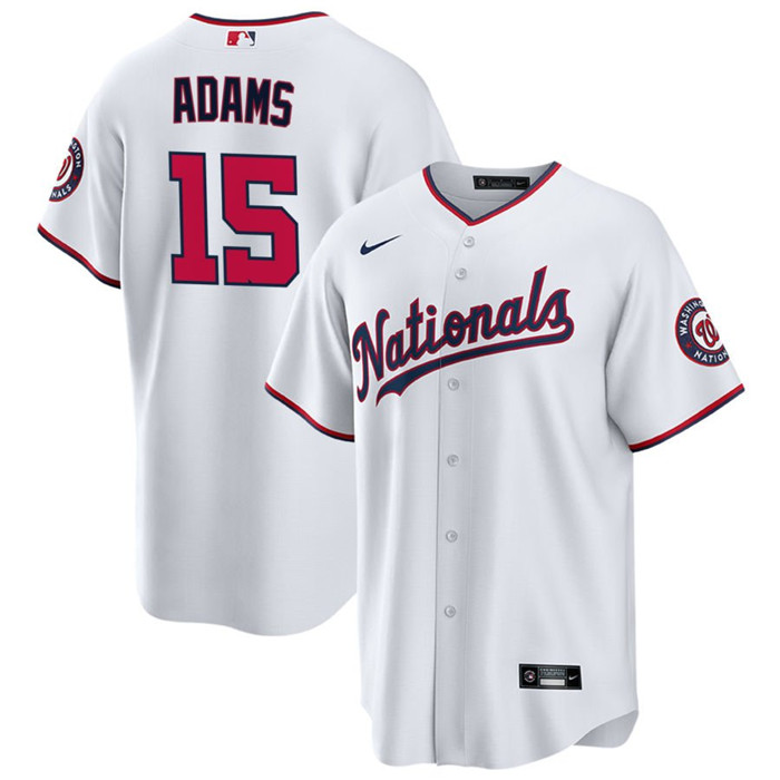 Personalized Men’s Washington Nationals #15 Riley Adams White Cool Base Stitched Baseball Jersey