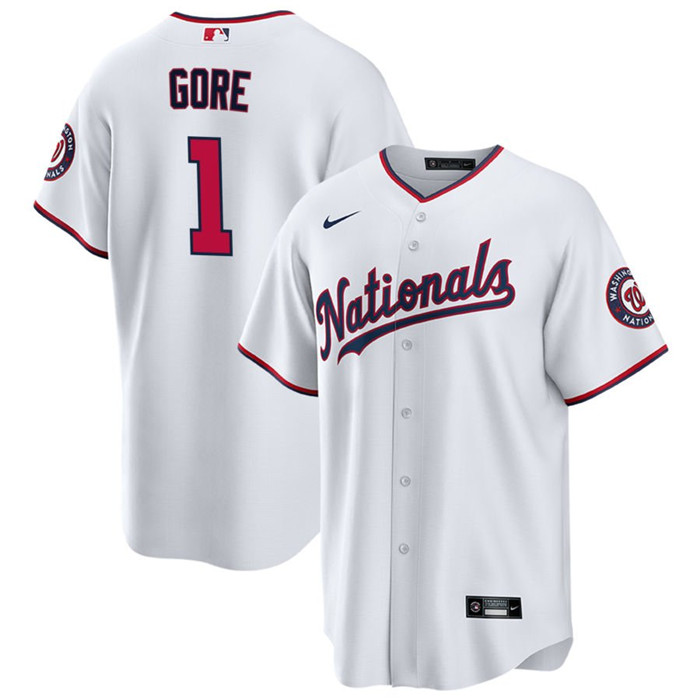 Personalized Men’s Washington Nationals #1 MacKenzie Gore White Cool Base Stitched Baseball Jersey