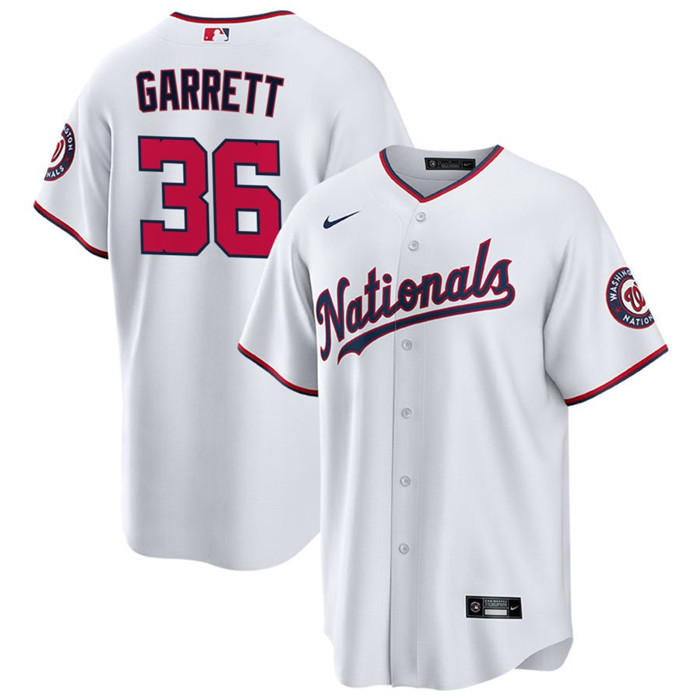 Personalized Men’s Washington Nationals #36 Stone Garrett White Cool Base Stitched Baseball Jersey
