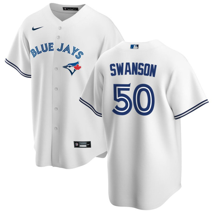 Personalized Men’s Toronto Blue Jays #50 Erik Swanson White Cool Base Stitched Jersey
