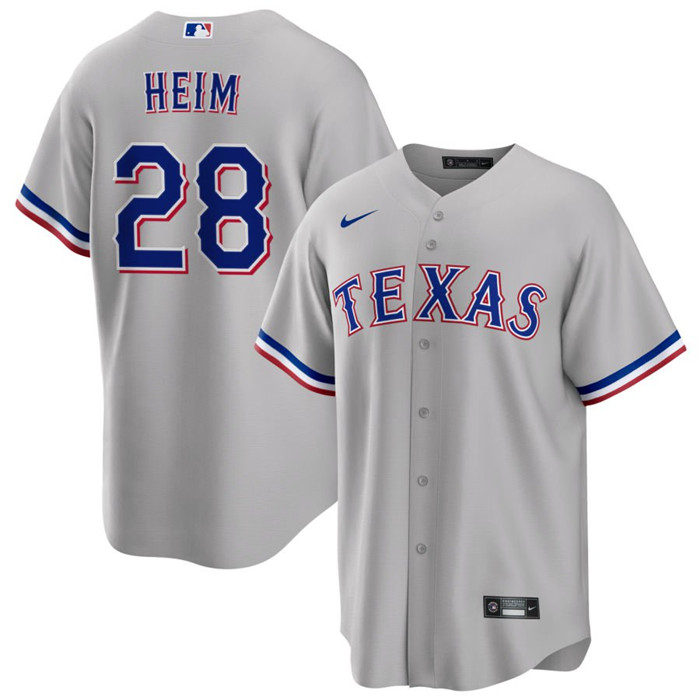 Personalized Men’s Texas Rangers #28 Jonah Heim Grey Cool Base Stitched Baseball Jersey
