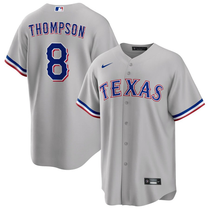 Personalized Men’s Texas Rangers #8 Bubba Thompson Grey Cool Base Stitched Baseball Jersey