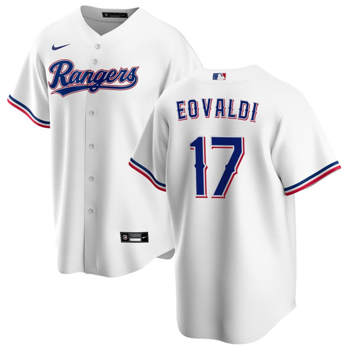 Personalized Men’s Texas Rangers #17 Nathan Eovaldi White Cool Base Stitched Baseball Jersey