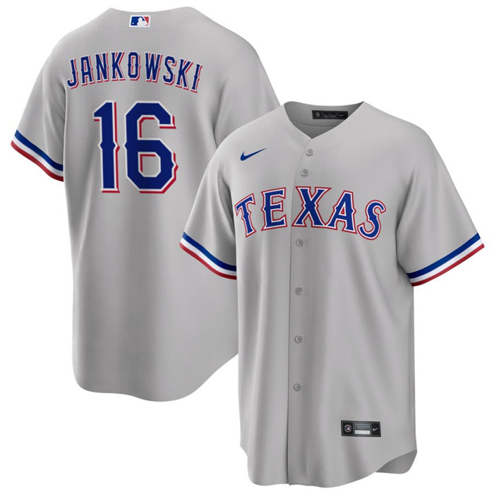 Personalized Men’s Texas Rangers #16 Travis Jankowski Grey Cool Base Stitched Baseball Jersey