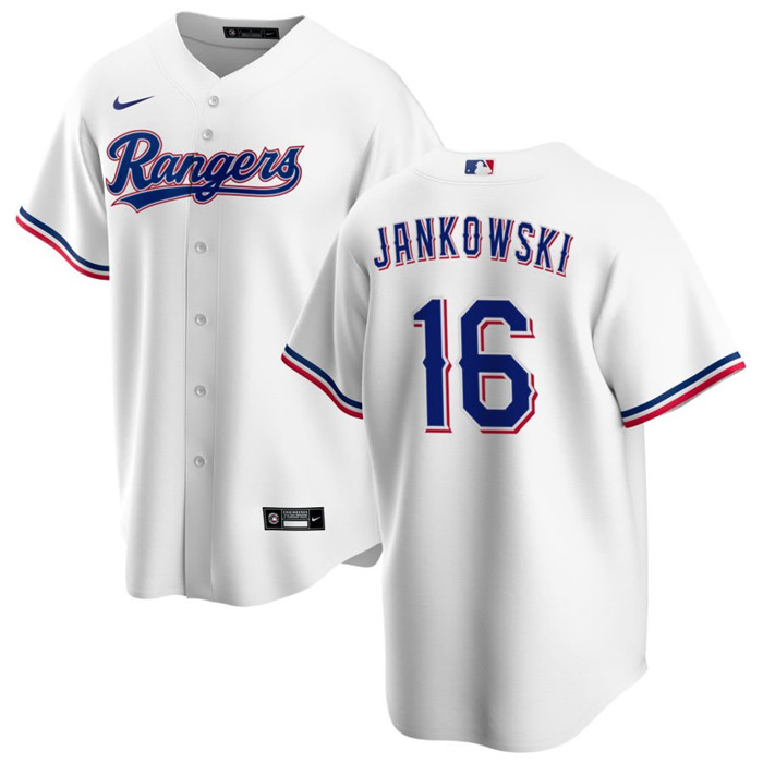 Personalized Men’s Texas Rangers #16 Travis Jankowski White Cool Base Stitched Baseball Jersey