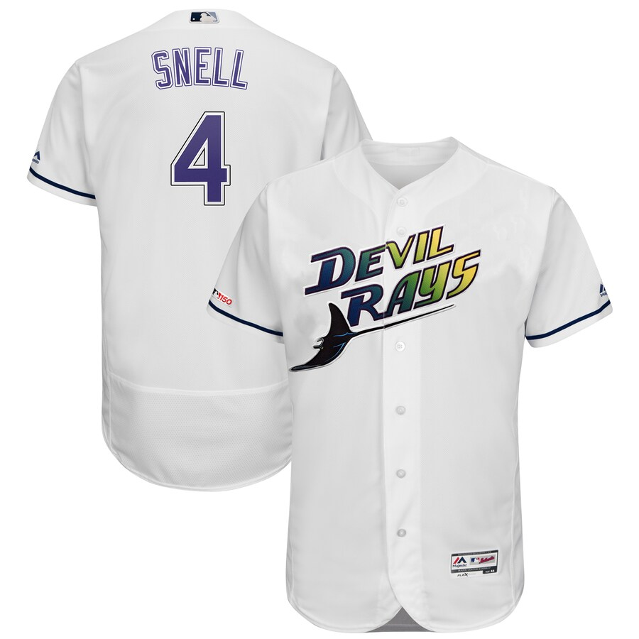 Personalized Men’s Tampa Bay Rays #4 Blake Snell White Flex Base Stitched Jersey