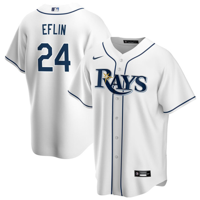 Personalized Men’s Tampa Bay Rays #24 Zach Eflin White Cool Base Stitched Baseball Jersey