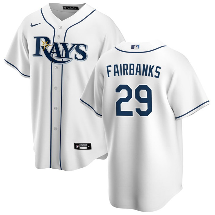 Personalized Men’s Tampa Bay Rays #29 Pete Fairbanks White Cool Base Stitched Baseball Jersey