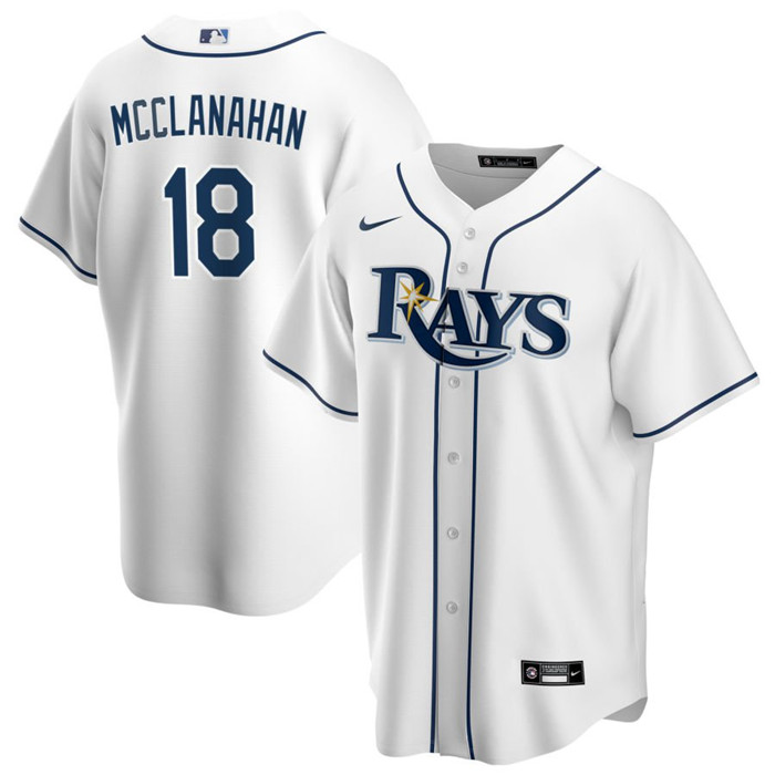 Personalized Men’s Tampa Bay Rays #18 Shane McClanahan White Cool Base Stitched Baseball Jersey