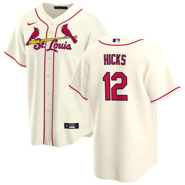 Personalized Men’s St. Louis Cardinals #12 Jordan Hicks Cream Cool Base Stitched Jersey