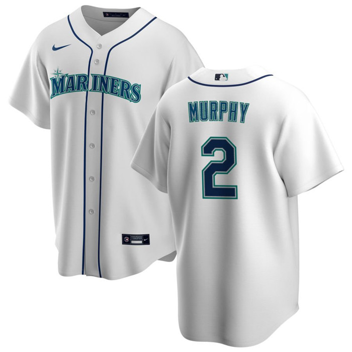 Personalized Men’s Seattle Mariners #2 Tom Murphy White Cool Base Stitched Jersey