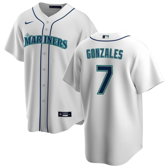 Personalized Men’s Seattle Mariners #7 Marco Gonzales White Cool Base Stitched Jersey