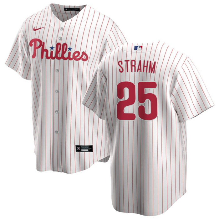 Personalized Men’s Philadelphia Phillies #25 Matt Strahm White Cool Base Stitched Baseball Jersey